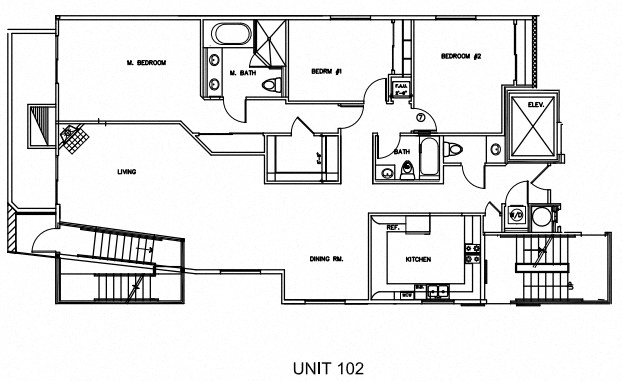 Floor plan for 3 beds, 2.5 baths, 1857 sqft